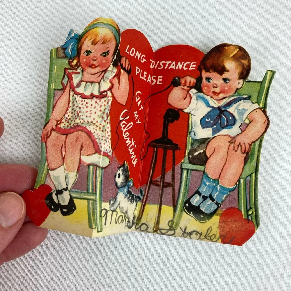 Vintage 1920's - 1940's Die Cut Valentine's Day Cards Lot Set 9 Collection